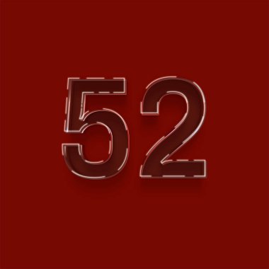 Kırmızı arkaplanda 3d 52 sayısının gösterimi