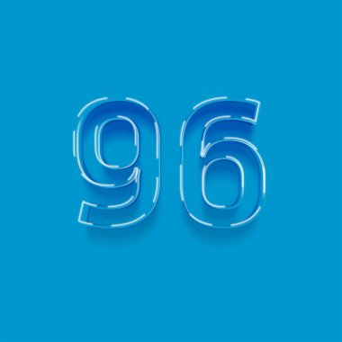 Yeşil arkaplanda 3d 96 sayısının gösterimi