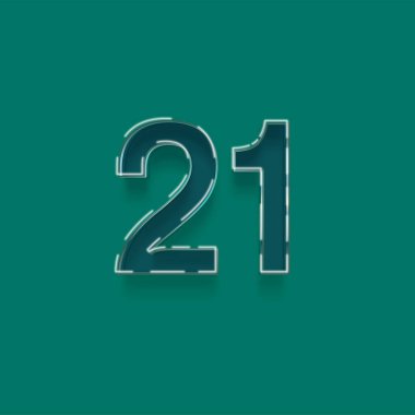 Yeşil arkaplandaki 3d 21 sayısının gösterimi