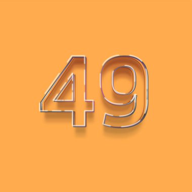 Sarı arkaplandaki 3d 49 sayısının gösterimi