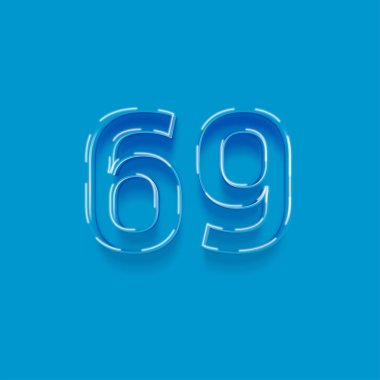 Yeşil arkaplanda 3d 69 rakamı