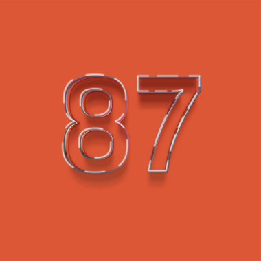 Kırmızı arkaplanda 3d 87 sayısının gösterimi
