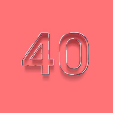 Pembe arkaplandaki 3d 40 sayısının gösterimi