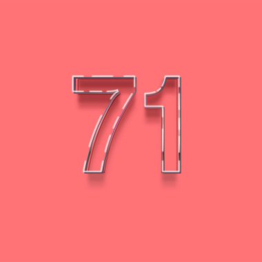 Pembe arka planda 3d 71 sayısının gösterimi