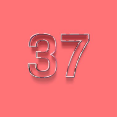 Pembe arka planda 3d 37 sayısının gösterimi