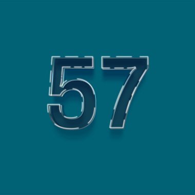 Yeşil arkaplanda 3d 57 sayısının gösterimi