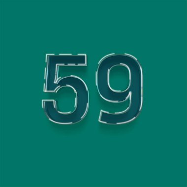 Yeşil arkaplandaki 3d 59 sayısının gösterimi