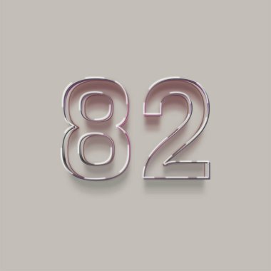 Gri arkaplandaki 3d 82 sayısının resmi