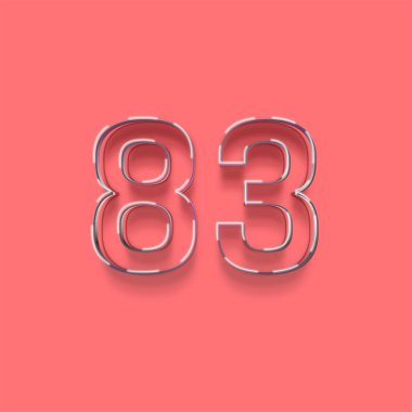 Pembe arkaplandaki 3d 83 sayısının gösterimi