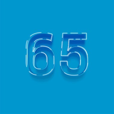 Yeşil arkaplandaki 3d 65 sayısının gösterimi