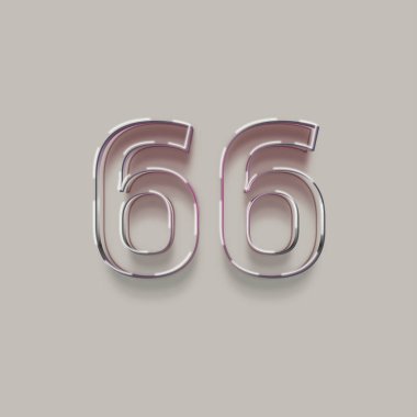 Gri arkaplanda 3d 66 sayısının gösterimi