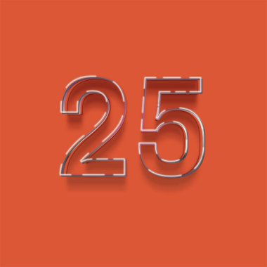 Kırmızı arkaplanda 3d 25 sayısının gösterimi