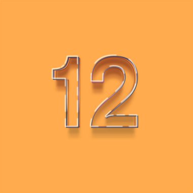 Sarı arkaplandaki 3d 12 sayısının resmi