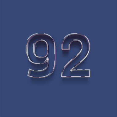 Mavi arkaplanda 3d 92 sayısının gösterimi