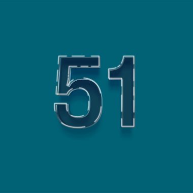 Yeşil arkaplanda 3d 51 sayısının gösterimi