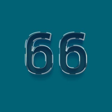 Yeşil arkaplanda 3d 66 sayısının gösterimi