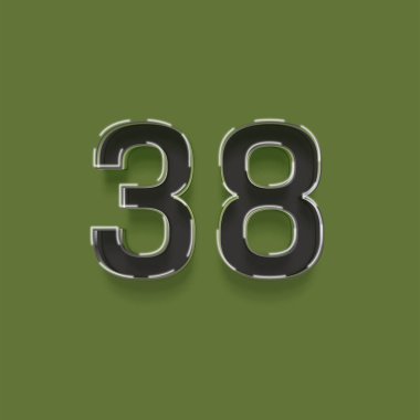 Yeşil arkaplanda 3d 38 sayısının gösterimi