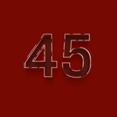 Kırmızı arkaplanda 3d 45 sayısının gösterimi