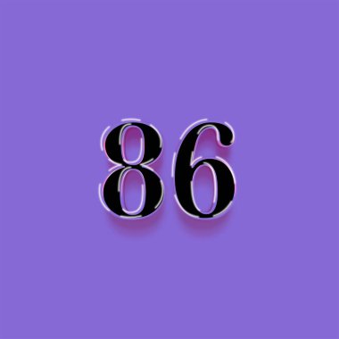 Mor arkaplandaki 3d 86 sayısının resmi
