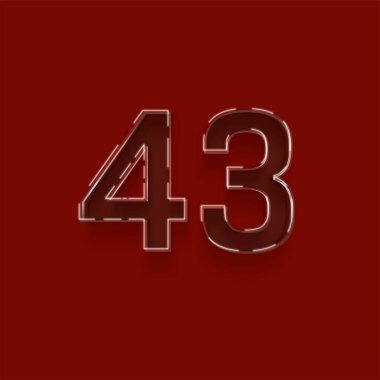 Kırmızı arkaplanda 3d 43 sayısının gösterimi