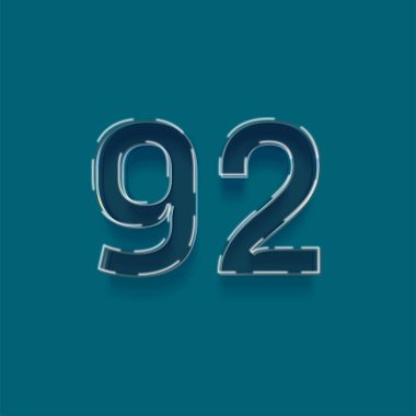 Yeşil arkaplanda 3d 92 sayısının gösterimi