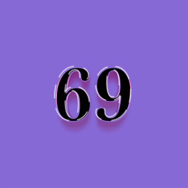Mor arkaplanda 3d 69 sayısının gösterimi