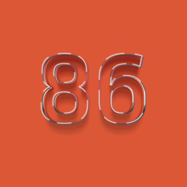 Kırmızı arkaplanda 3d 86 sayısının gösterimi