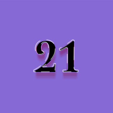 Mor arkaplandaki 3d 21 sayısının gösterimi