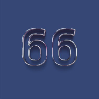 Mavi arkaplanda 3d 66 sayısının gösterimi