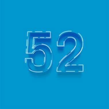 Mavi arkaplanda 3d 52 sayısının gösterimi