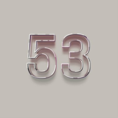 Gri arkaplanda 3d 53 sayısının gösterimi