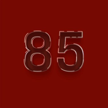 Kırmızı arkaplanda 3d 85 sayısının gösterimi