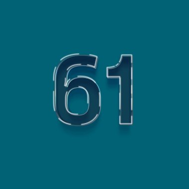 Yeşil arkaplandaki 3d 61 sayısının gösterimi