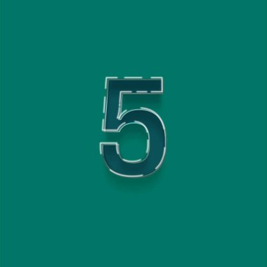 Yeşil arkaplanda 3d 5 numarasının gösterimi