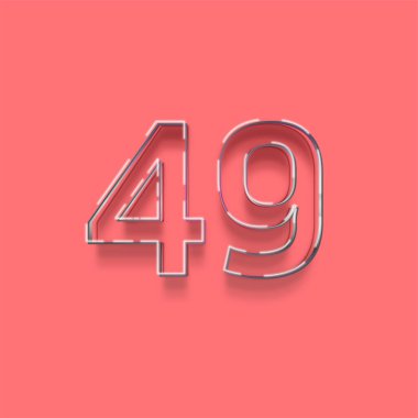 Pembe arkaplandaki 3d 49 sayısının gösterimi