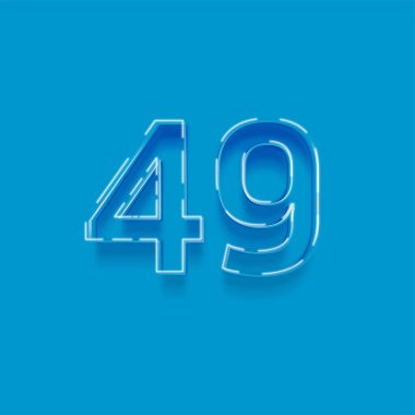 Mavi arkaplanda 3d 49 sayısının gösterimi