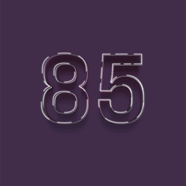 Mor arkaplandaki 3d 85 sayısının gösterimi