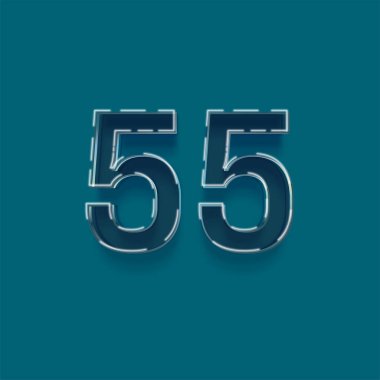 Yeşil arkaplandaki 3d 55 sayısının gösterimi