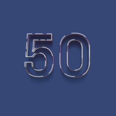 Mavi arkaplanda 3d 50 sayısının gösterimi