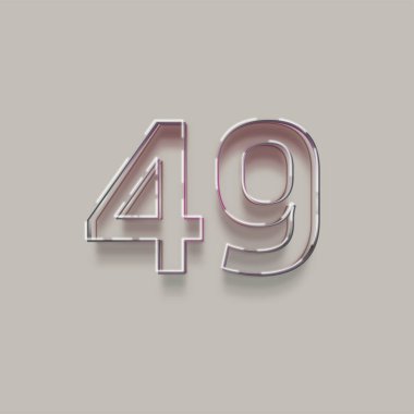 Gri arkaplandaki 3d 49 sayısının gösterimi