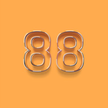 Sarı arkaplanda 3d 88 sayısının gösterimi