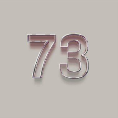 Gri arkaplanda 3d 73 sayısının gösterimi