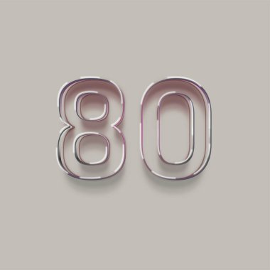 Gri arkaplanda 3d 80 sayısının gösterimi