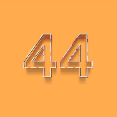 Sarı arkaplandaki 3d 44 sayısının resmi
