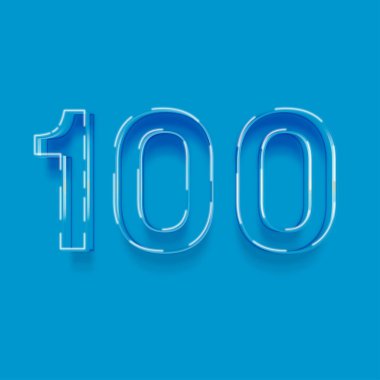 Yeşil arkaplandaki 3d 100 sayısının gösterimi