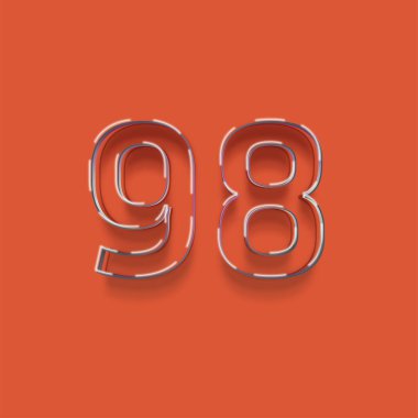 Kırmızı arkaplanda 3d 98 sayısının gösterimi