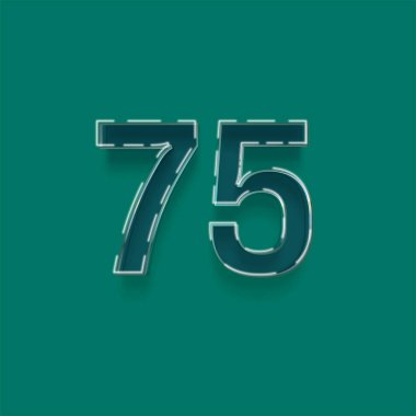 Yeşil arkaplanda 3d 75 sayısının gösterimi