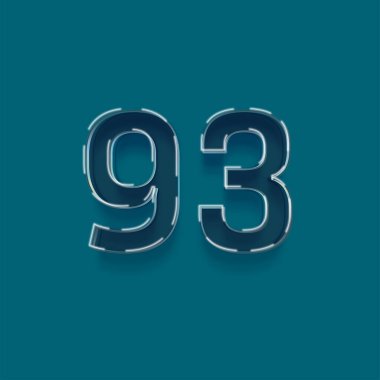 Mavi arkaplanda 3d 93 sayısının gösterimi