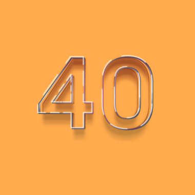 Sarı arkaplandaki 3d 40 sayısının gösterimi