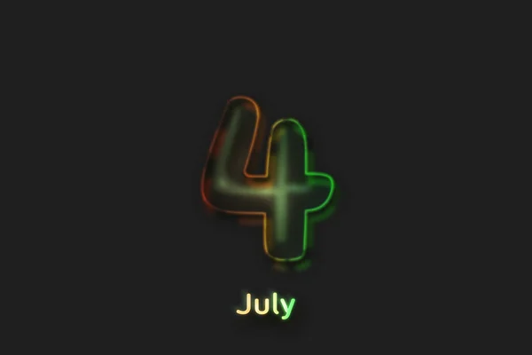 Juli Datumposter Neon Bubbelvormig Nummer — Stockfoto